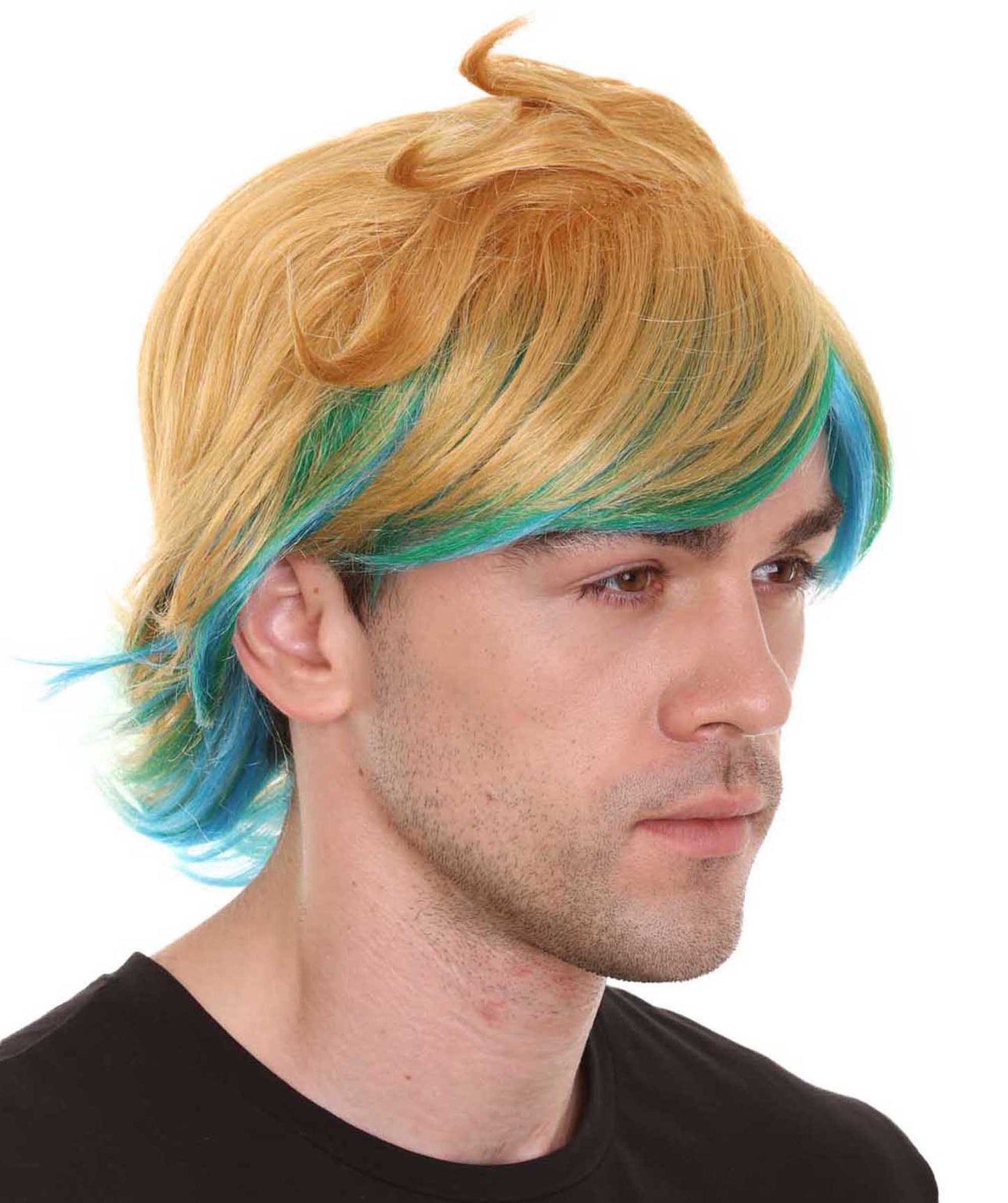 Gold & Blue Video Game Wigs