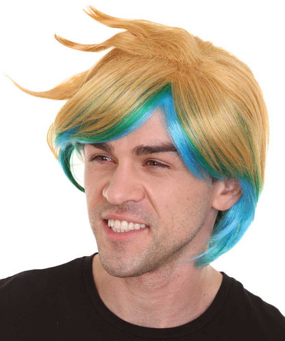 Gold & Blue Video Game Wigs