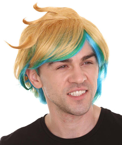 Gold & Blue Video Game Wigs