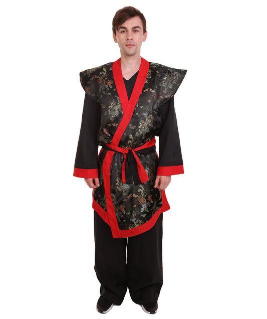Men's Deluxe Samurai Embroidery Japanese Asian Robe Costume | Multicolor Fancy Costume
