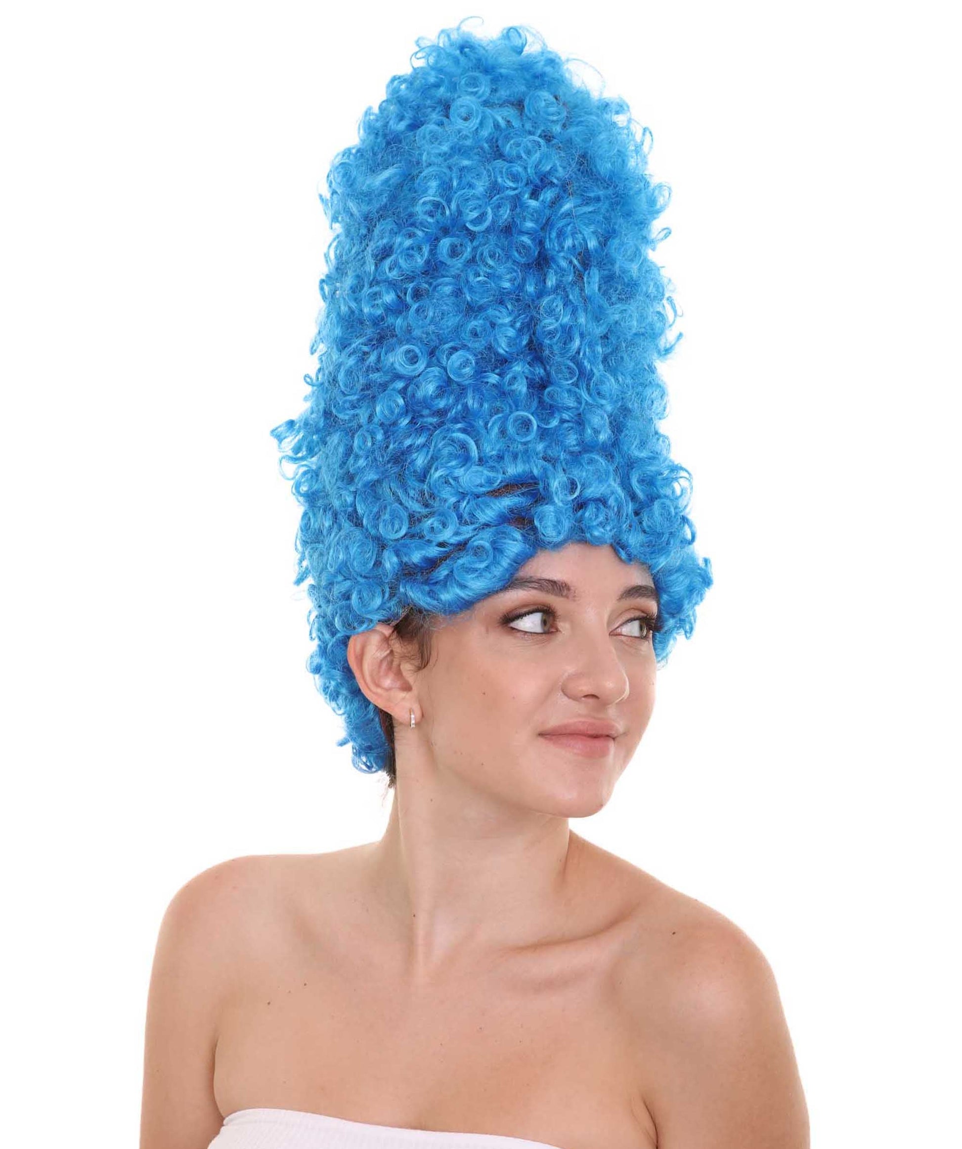 blue curly wig