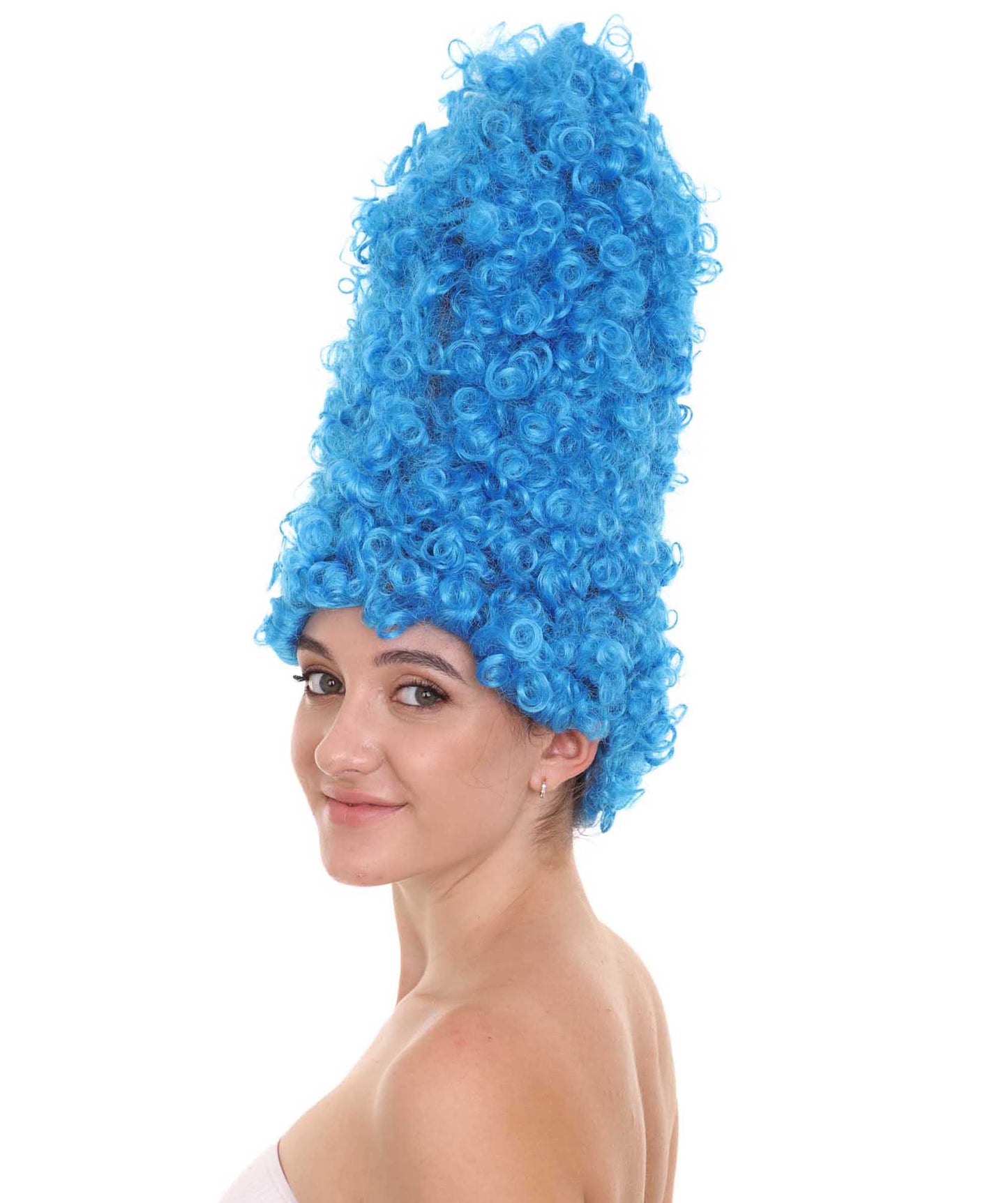 blue curly wig