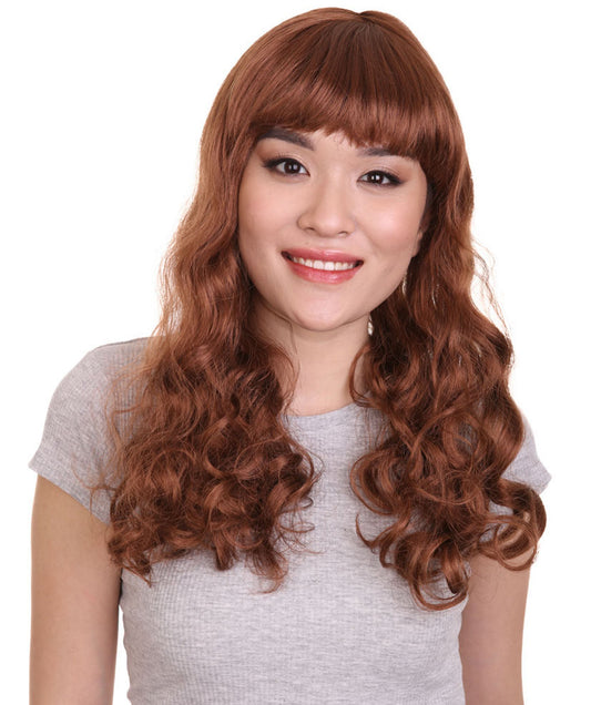 Women's Pin-Up Girl Long Brown Wig