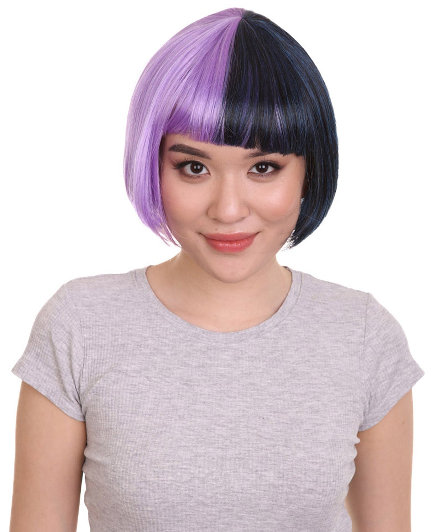 Purple & Black Two-tone Short Bob Wig