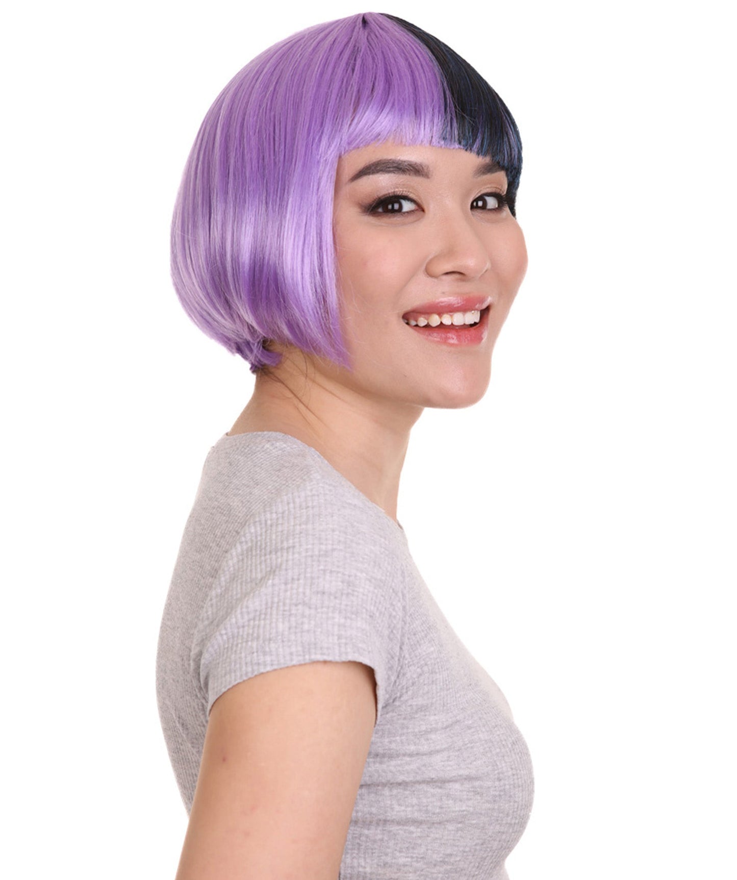 Purple & Black Two-tone Short Bob Wig
