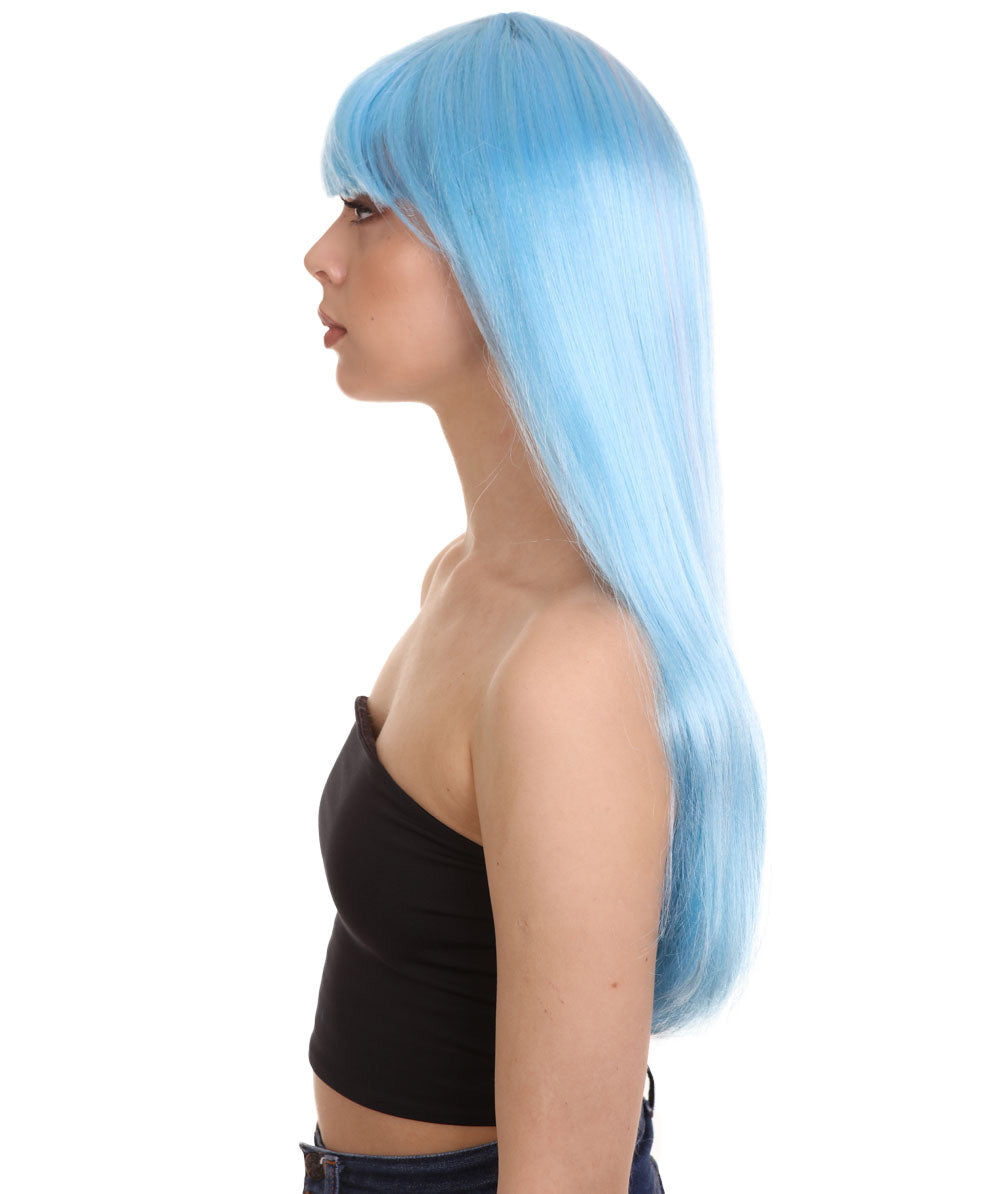 Lt. Pink & Lt. Blue Women's Two-Tone Long Straight Wig