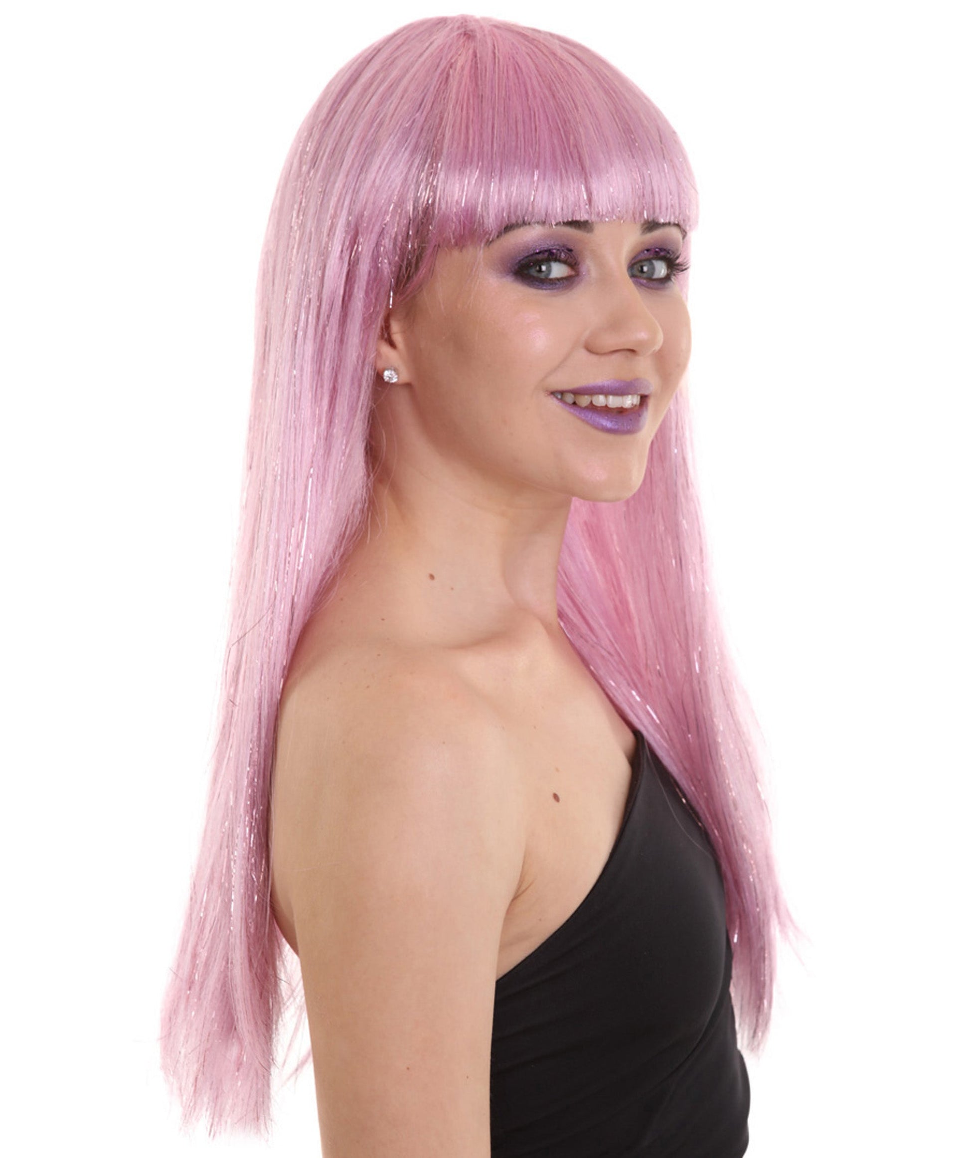 Tinsel Long Pink Wig