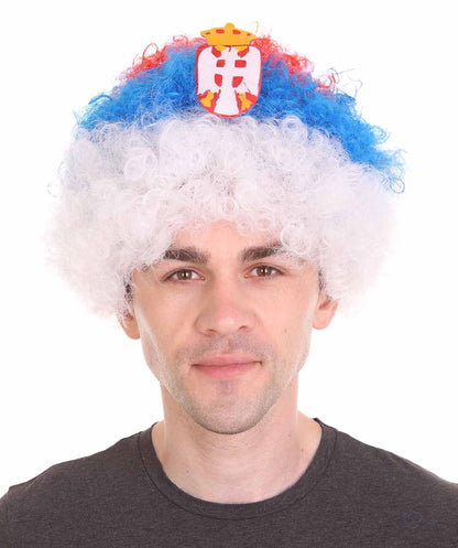 Serbia Flag Sport Afro Wig | Jumbo Sport Wig