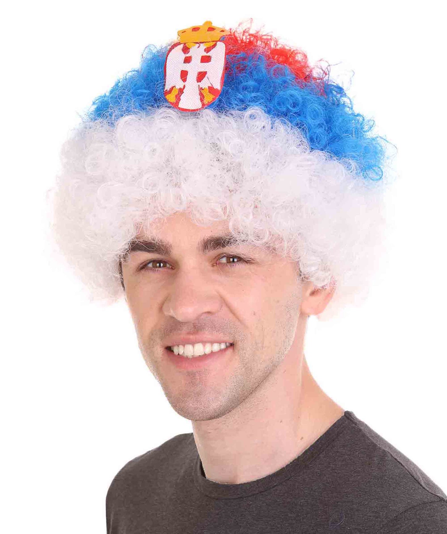 Serbia Flag Sport Afro Wig | Jumbo Sport Wig