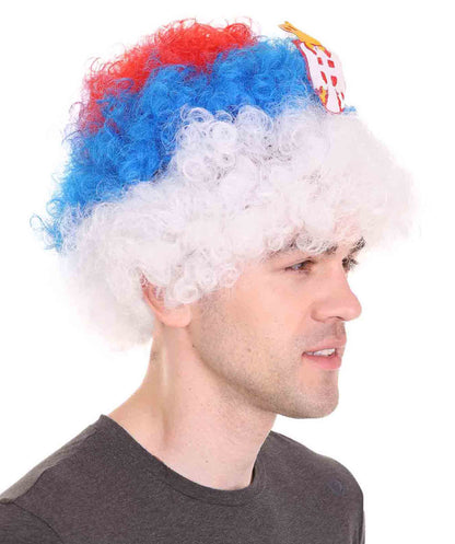 Serbia Flag Sport Afro Wig | Jumbo Sport Wig