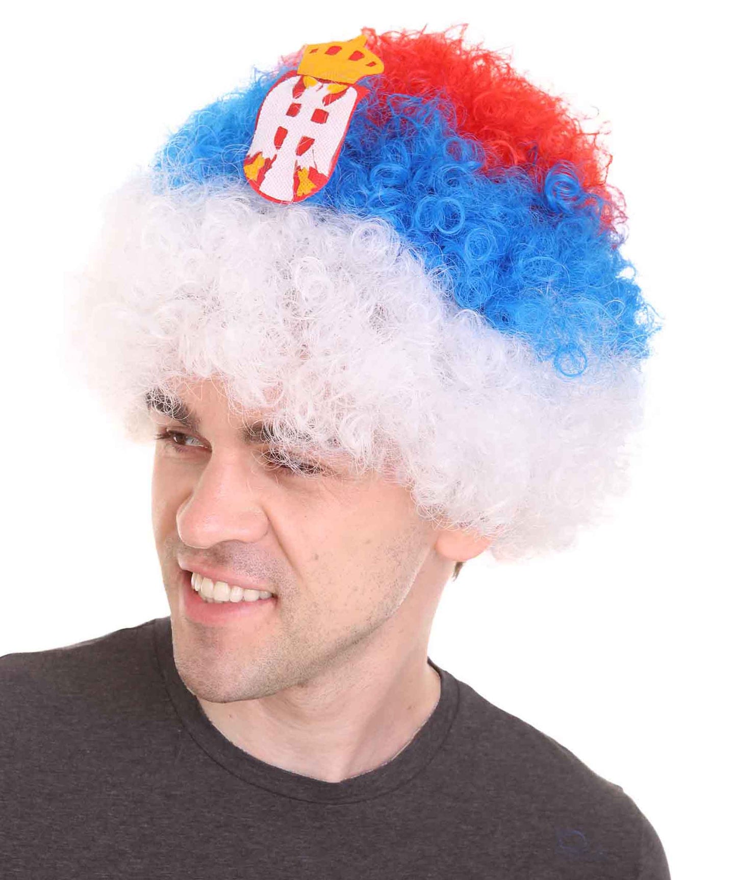 Serbia Flag Sport Afro Wig | Jumbo Sport Wig