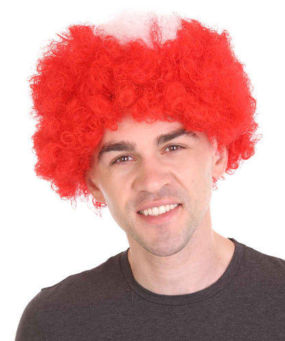 Switzerland Sport Afro Fun Wig | Red White Jumbo Wig