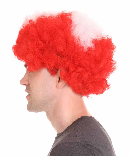 Switzerland Sport Afro Fun Wig | Red White Jumbo Wig