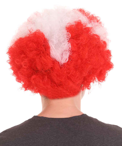 Switzerland Sport Afro Fun Wig | Red White Jumbo Wig