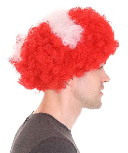 Switzerland Sport Afro Fun Wig | Red White Jumbo Wig