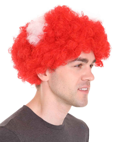 Switzerland Sport Afro Fun Wig | Red White Jumbo Wig