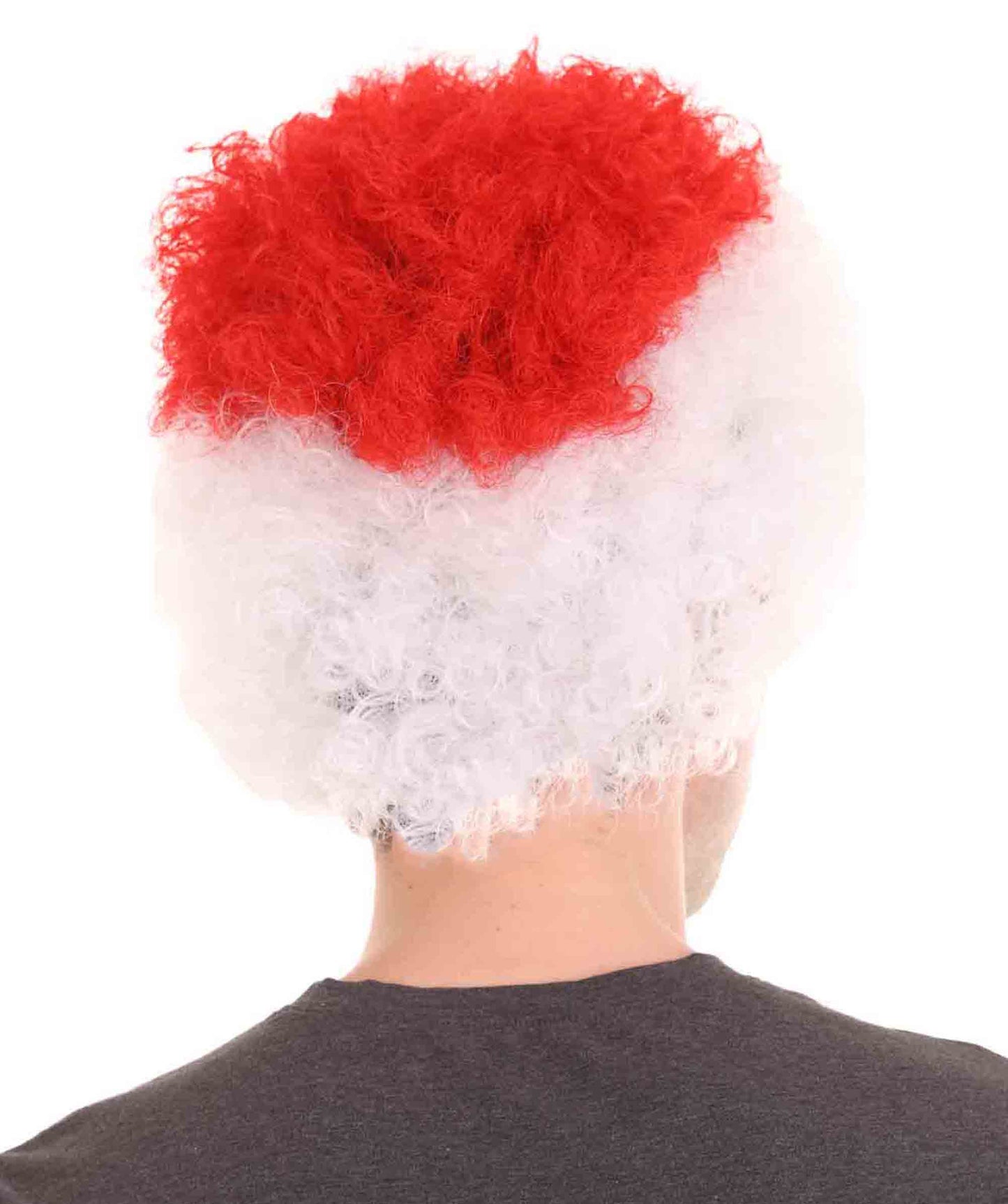 Japan Sport Afro Fun Wig | Jumbo White Red Wig