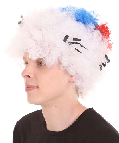 South Korea Sport Afro Fun Wig | Jumbo White Halloween Wig