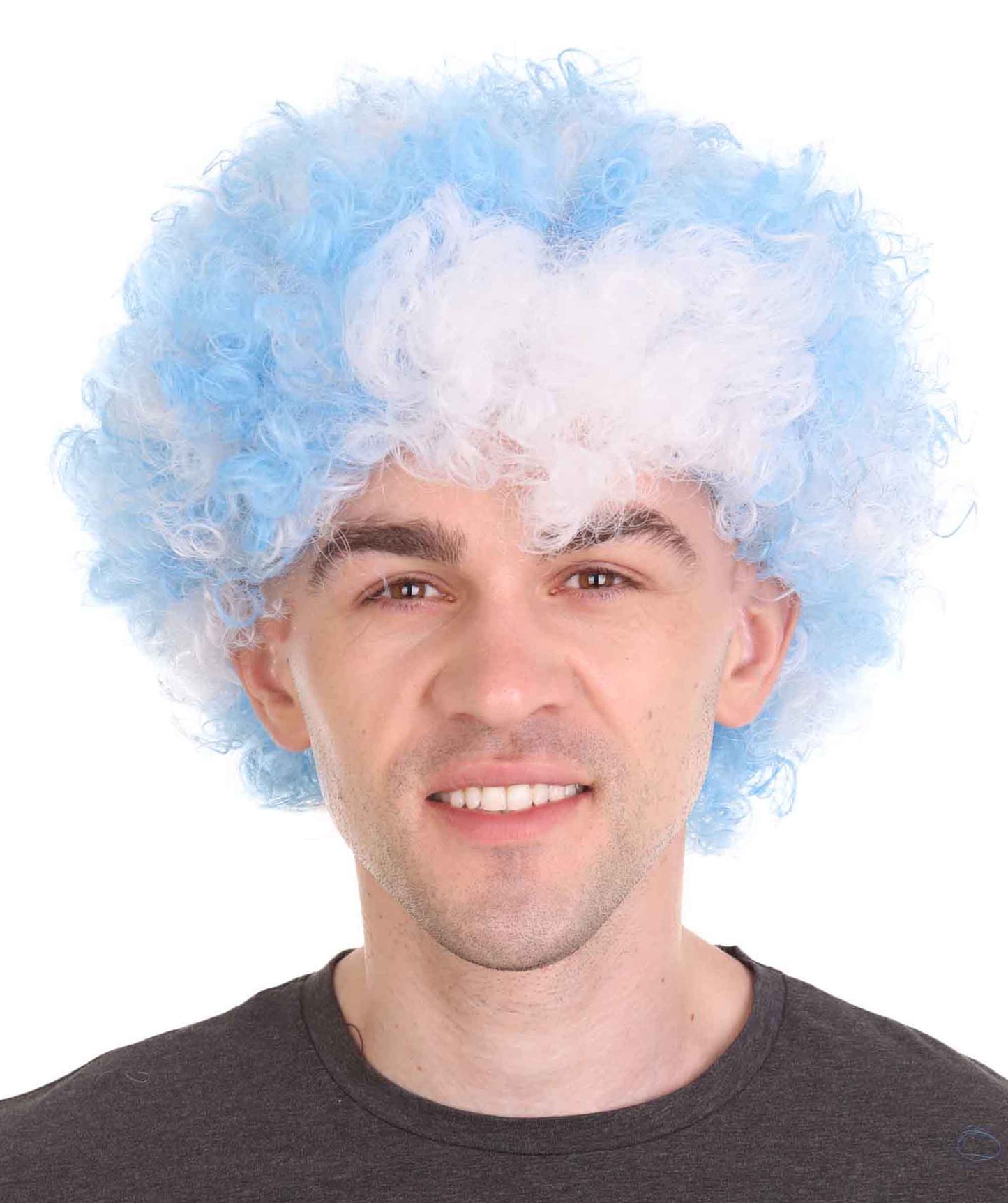 Greece Sport Afro Fun Wig | Blue White Super Size Jumbo Wig