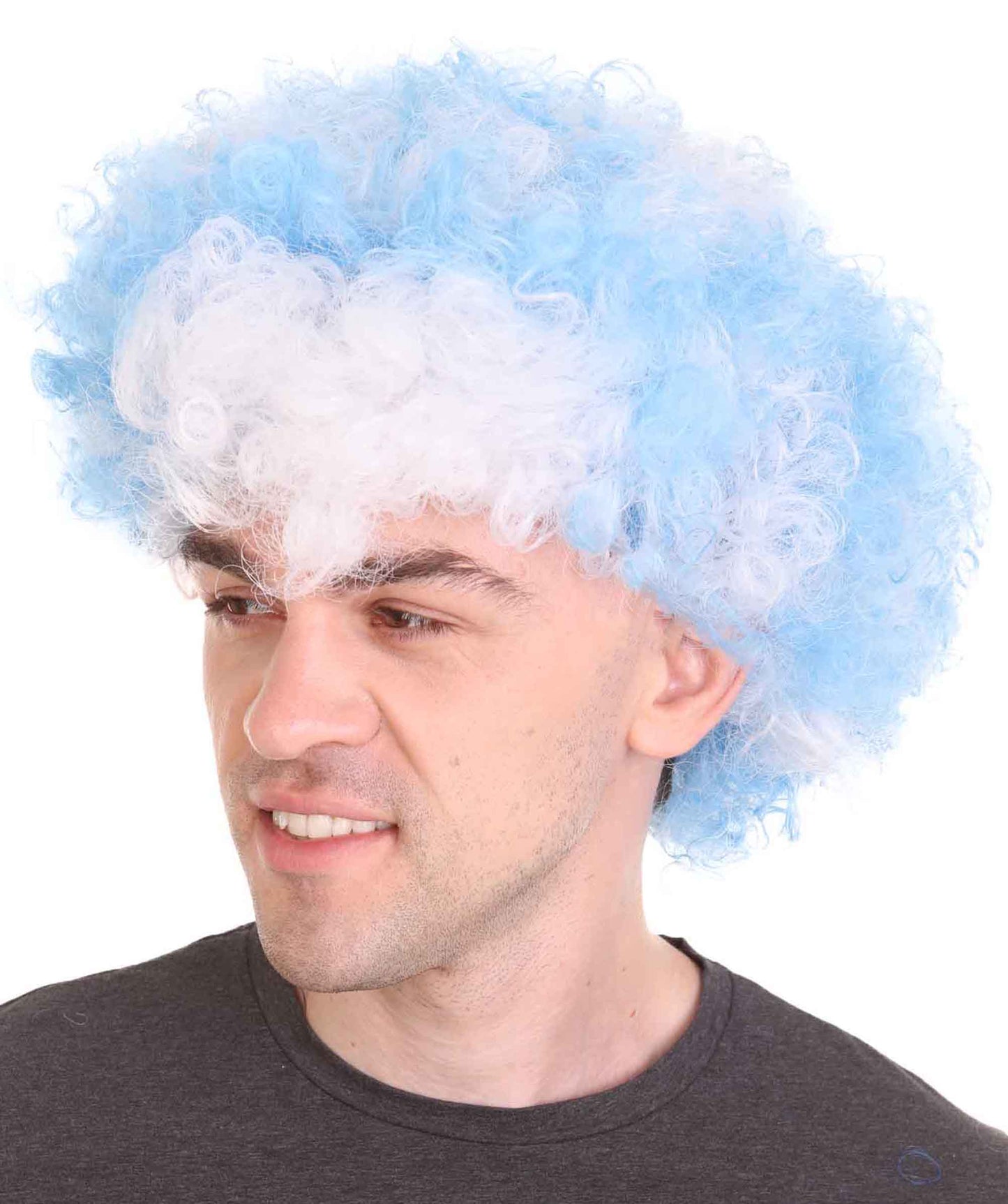 Greece Sport Afro Fun Wig | Blue White Super Size Jumbo Wig