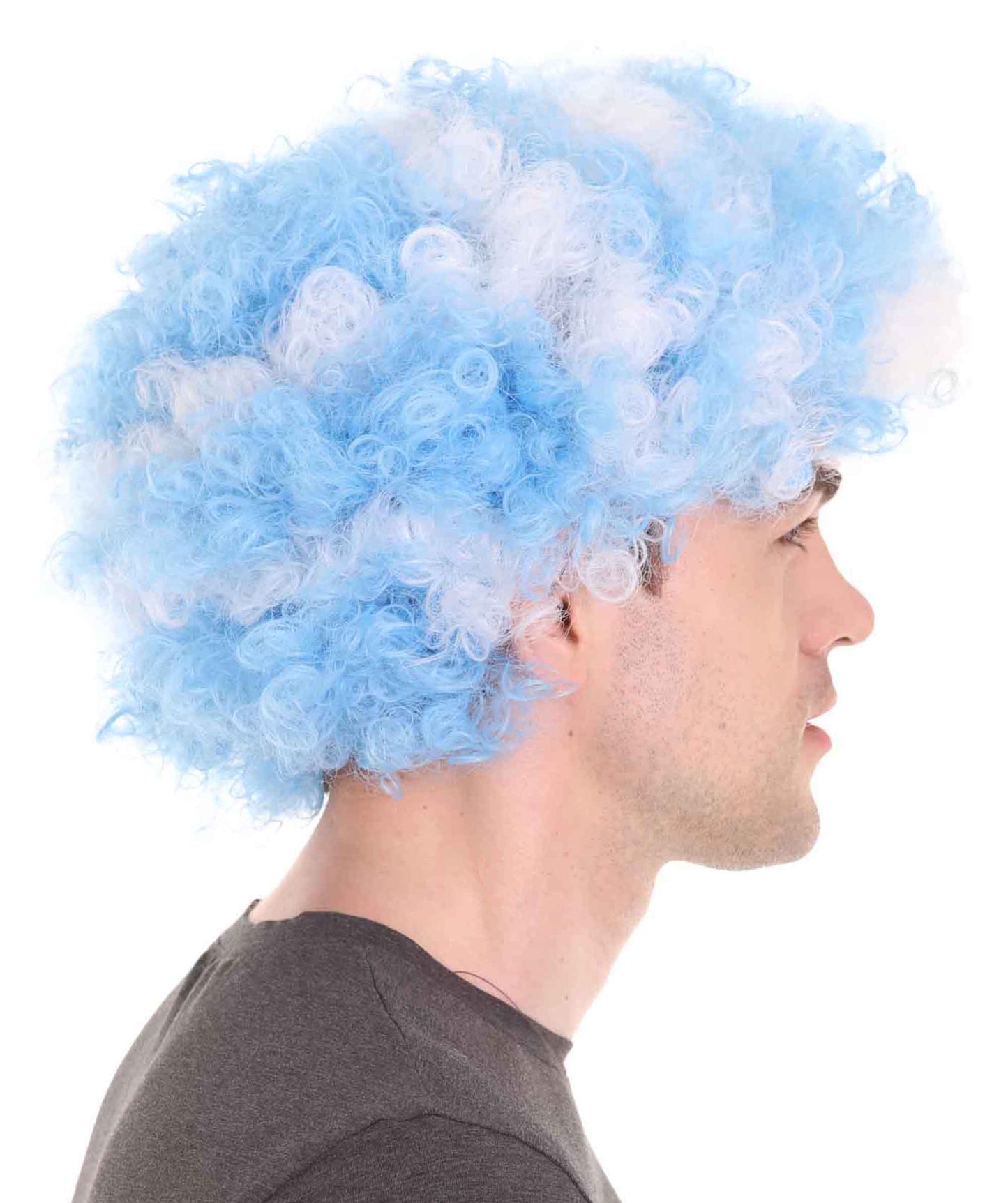 Greece Sport Afro Fun Wig | Blue White Super Size Jumbo Wig