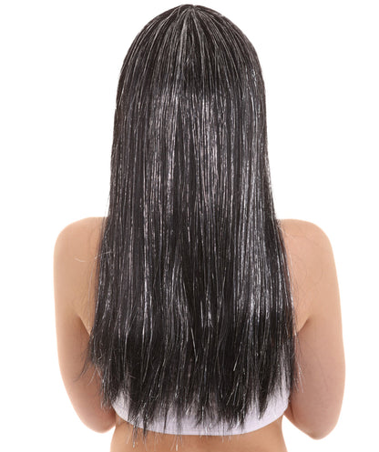 Long Baby Black Wig with Tinsel Highlights