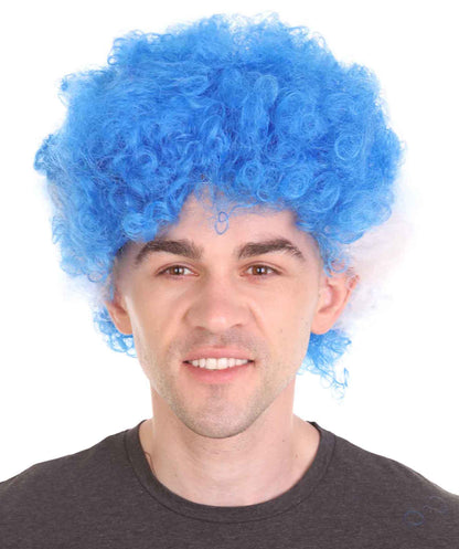 Honduras Sport Afro Fun Wig | Blue White Jumbo Wig