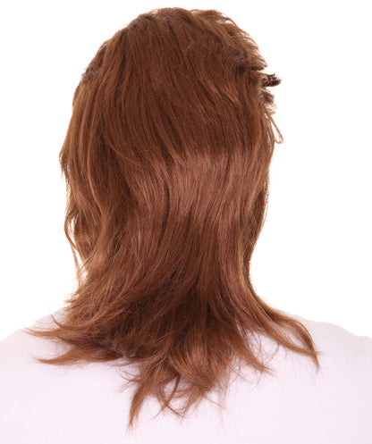 Brown 80's Mullet Men's Wigs | Celebrity  Halloween Synthetic Wig | Premium Breathable Capless Cap