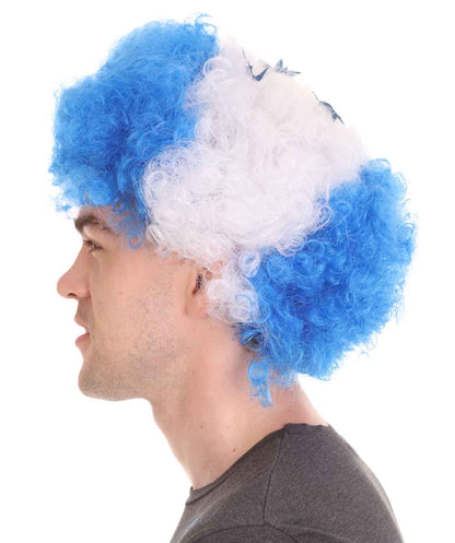 Honduras Sport Afro Fun Wig | Blue White Jumbo Wig