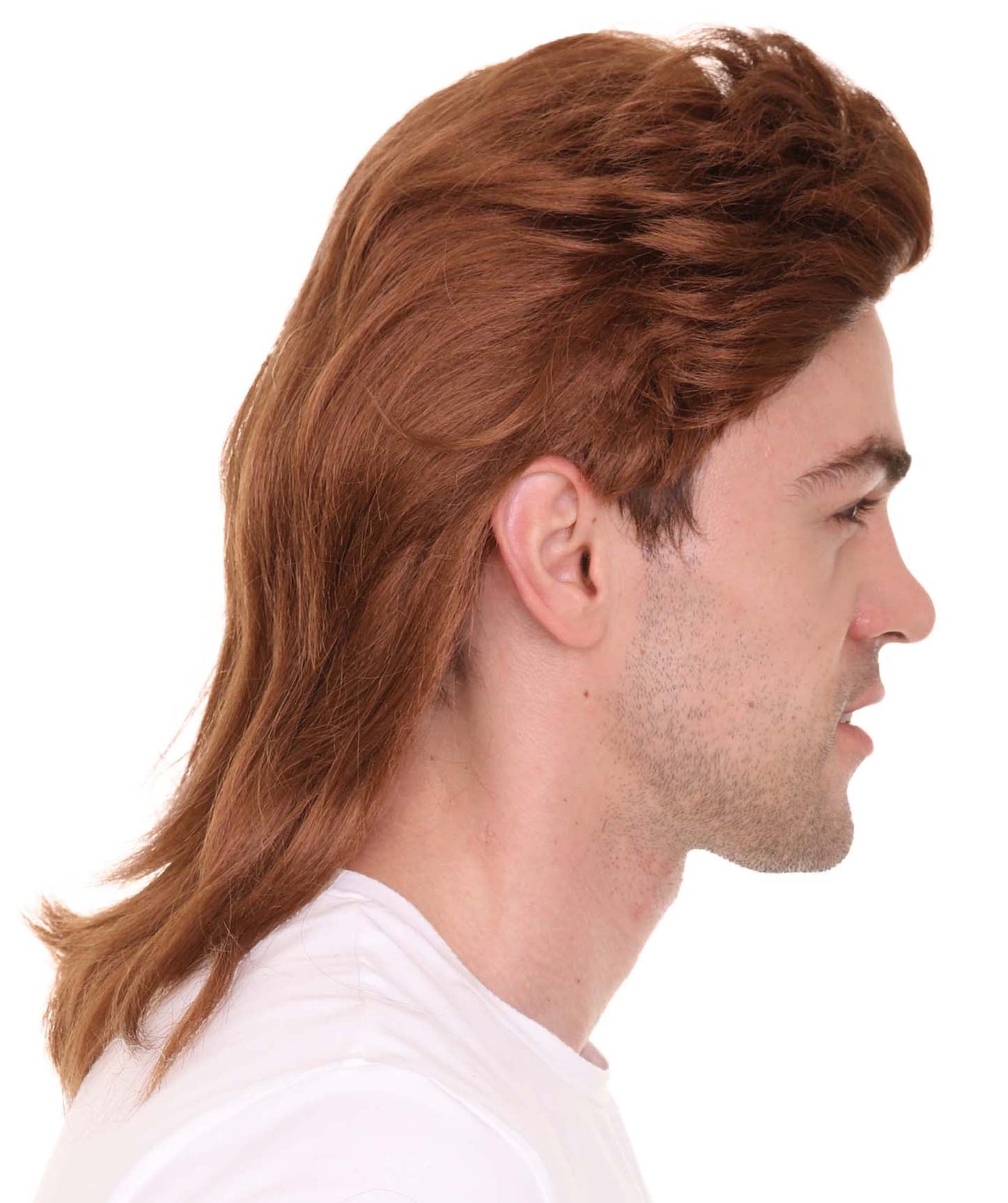 Brown 80's Mullet Men's Wigs | Celebrity  Halloween Synthetic Wig | Premium Breathable Capless Cap