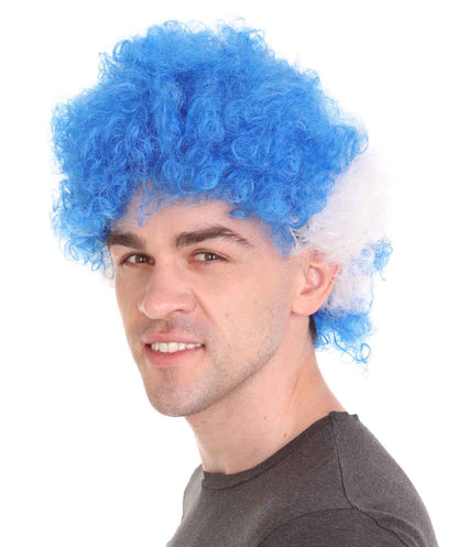 Honduras Sport Afro Fun Wig | Blue White Jumbo Wig