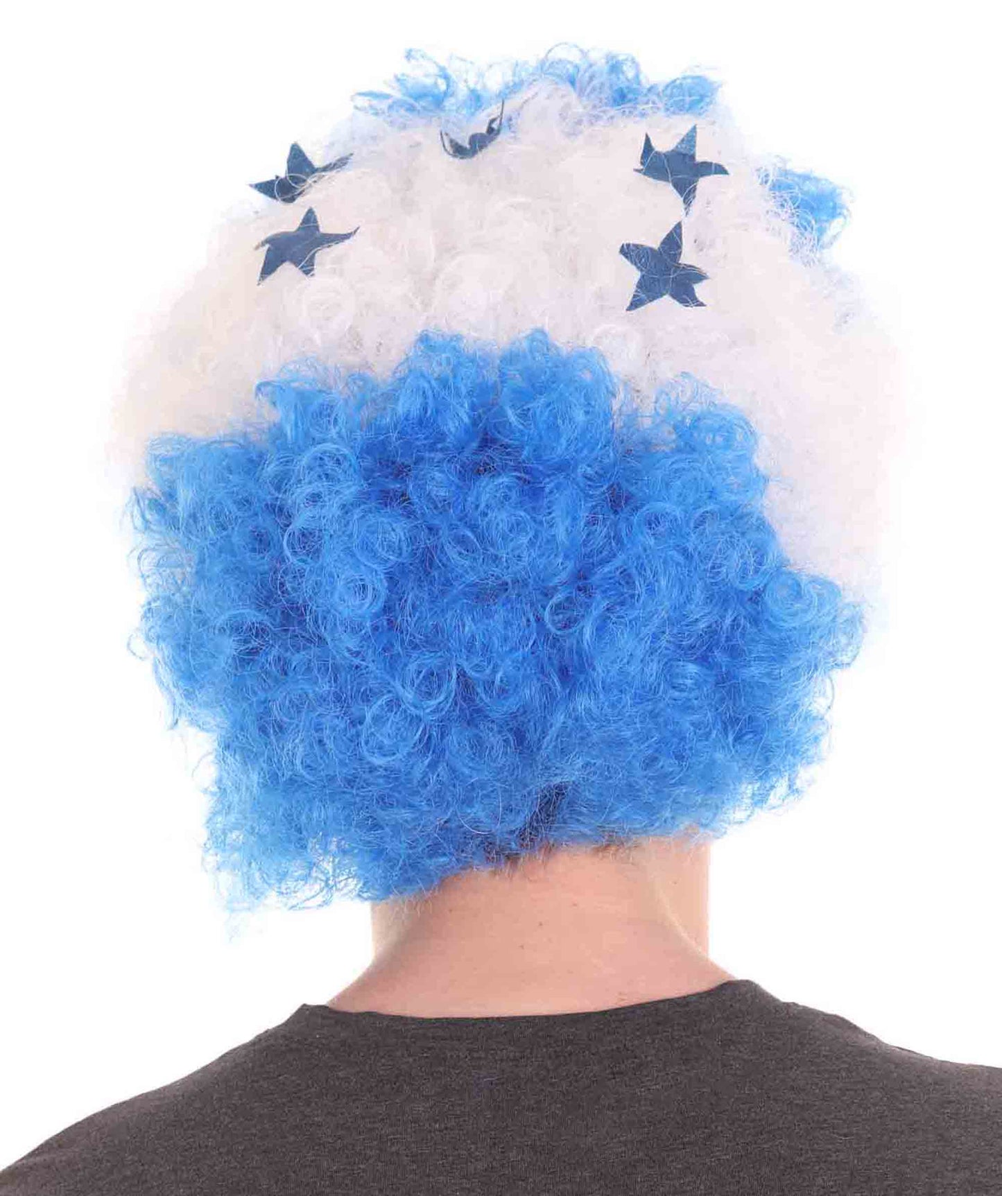 Honduras Sport Afro Fun Wig | Blue White Jumbo Wig