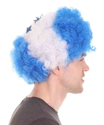 Honduras Sport Afro Fun Wig | Blue White Jumbo Wig