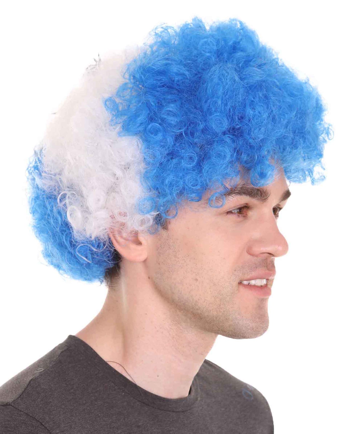 Honduras Sport Afro Fun Wig | Blue White Jumbo Wig