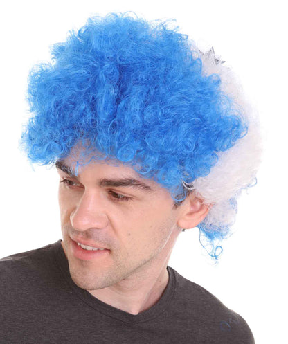 Honduras Sport Afro Fun Wig | Blue White Jumbo Wig