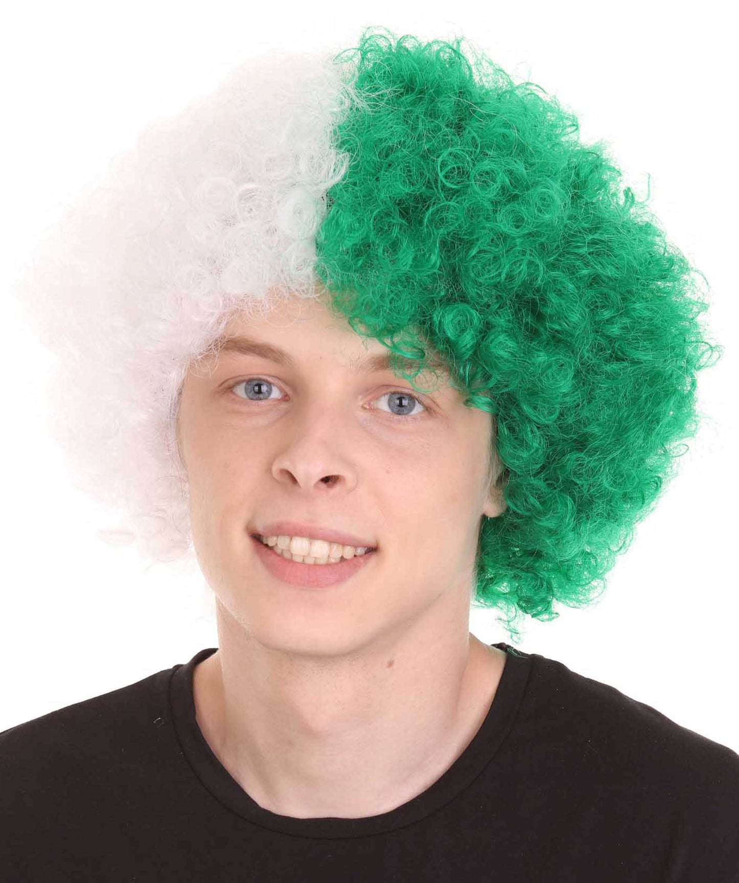 Jumbo Algeria Sport Afro Fun Wig | Super Sized White Green Wig