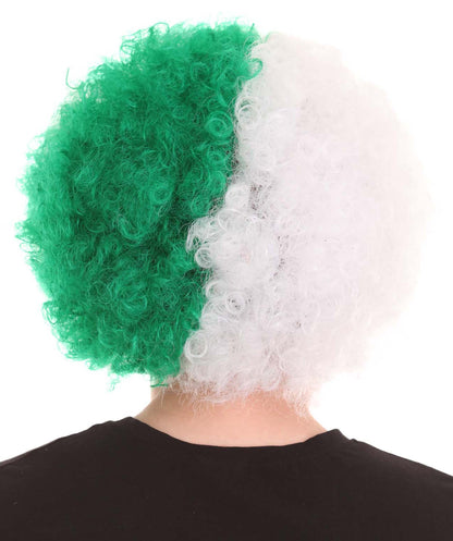 Jumbo Algeria Sport Afro Fun Wig | Super Sized White Green Wig