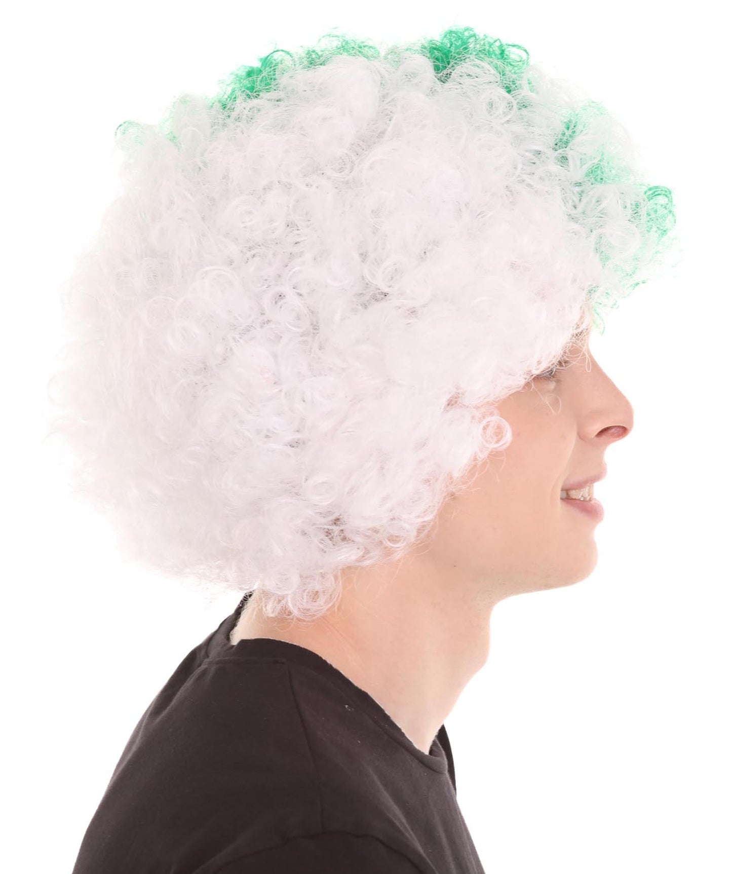 Jumbo Algeria Sport Afro Fun Wig | Super Sized White Green Wig