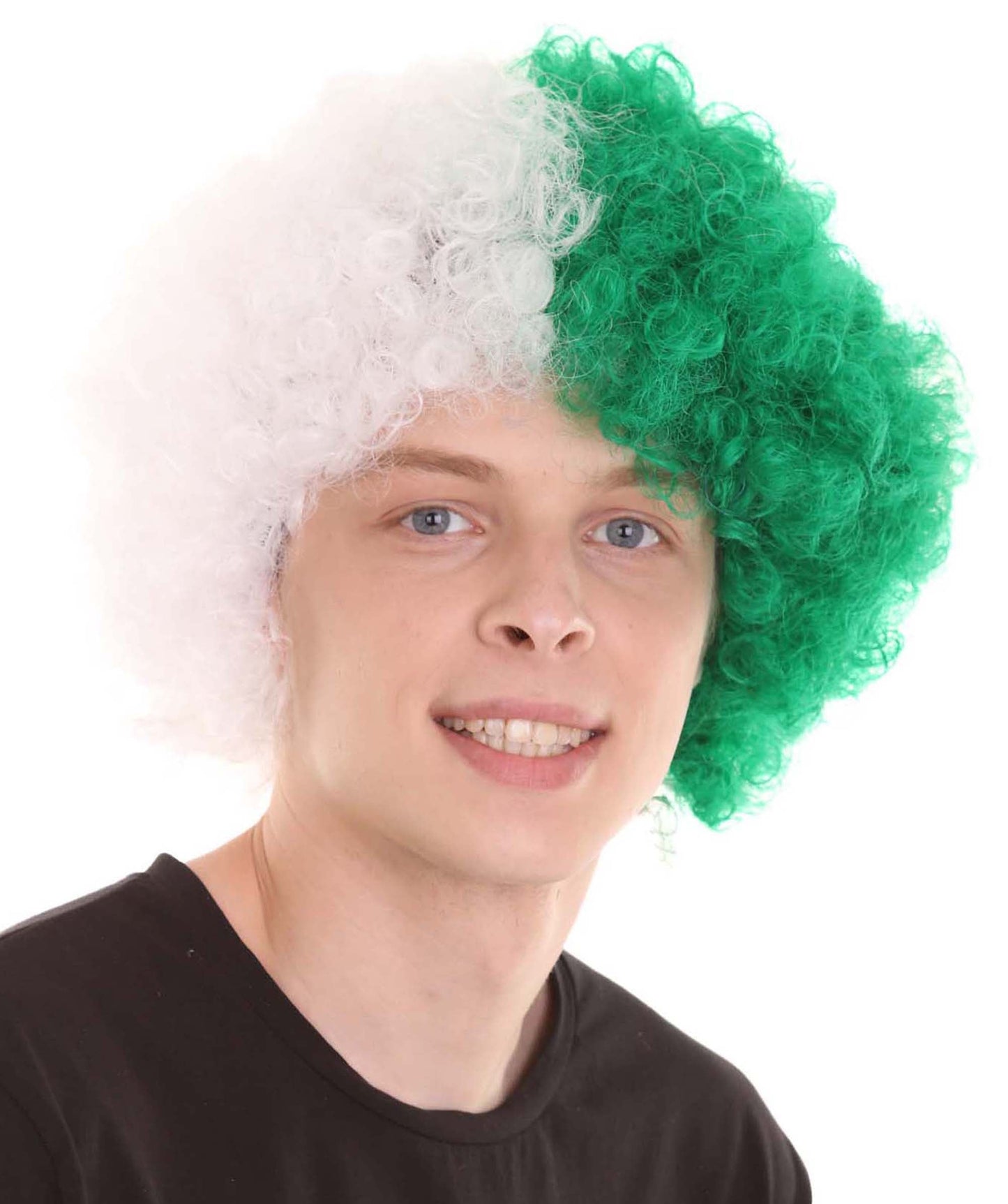 Jumbo Algeria Sport Afro Fun Wig | Super Sized White Green Wig