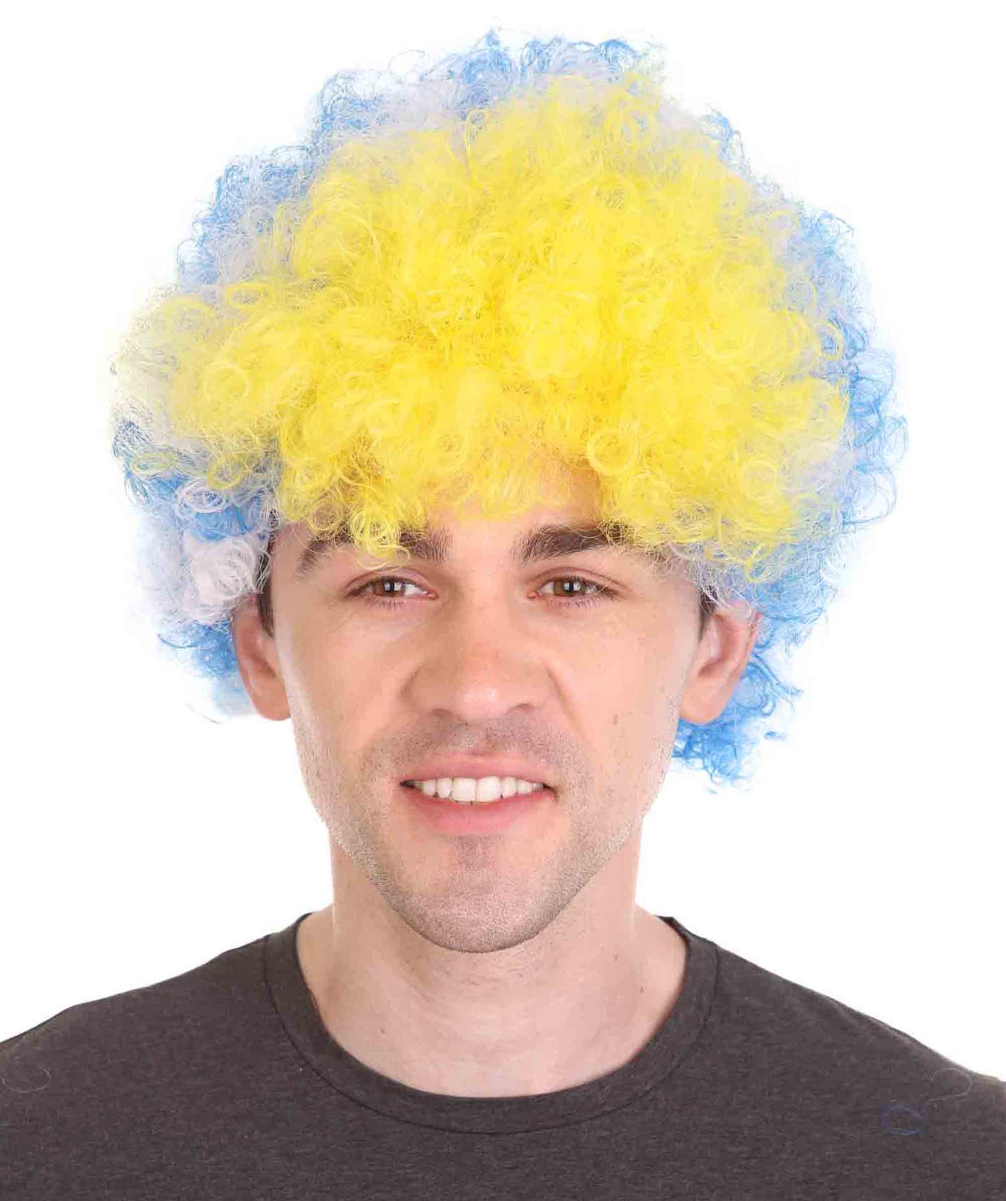 Uruguay Sport Afro Fun Wig | Jumbo Blue White Wig