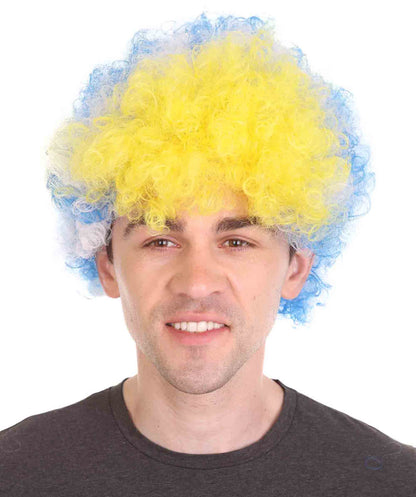 Uruguay Sport Afro Fun Wig | Jumbo Blue White Wig