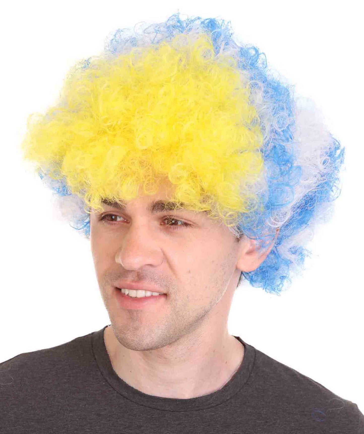 Uruguay Sport Afro Fun Wig | Jumbo Blue White Wig