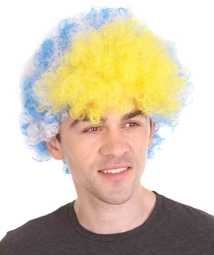 Uruguay Sport Afro Fun Wig | Jumbo Blue White Wig