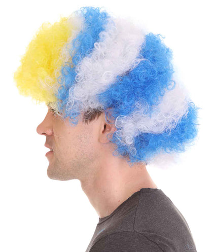 Uruguay Sport Afro Fun Wig | Jumbo Blue White Wig