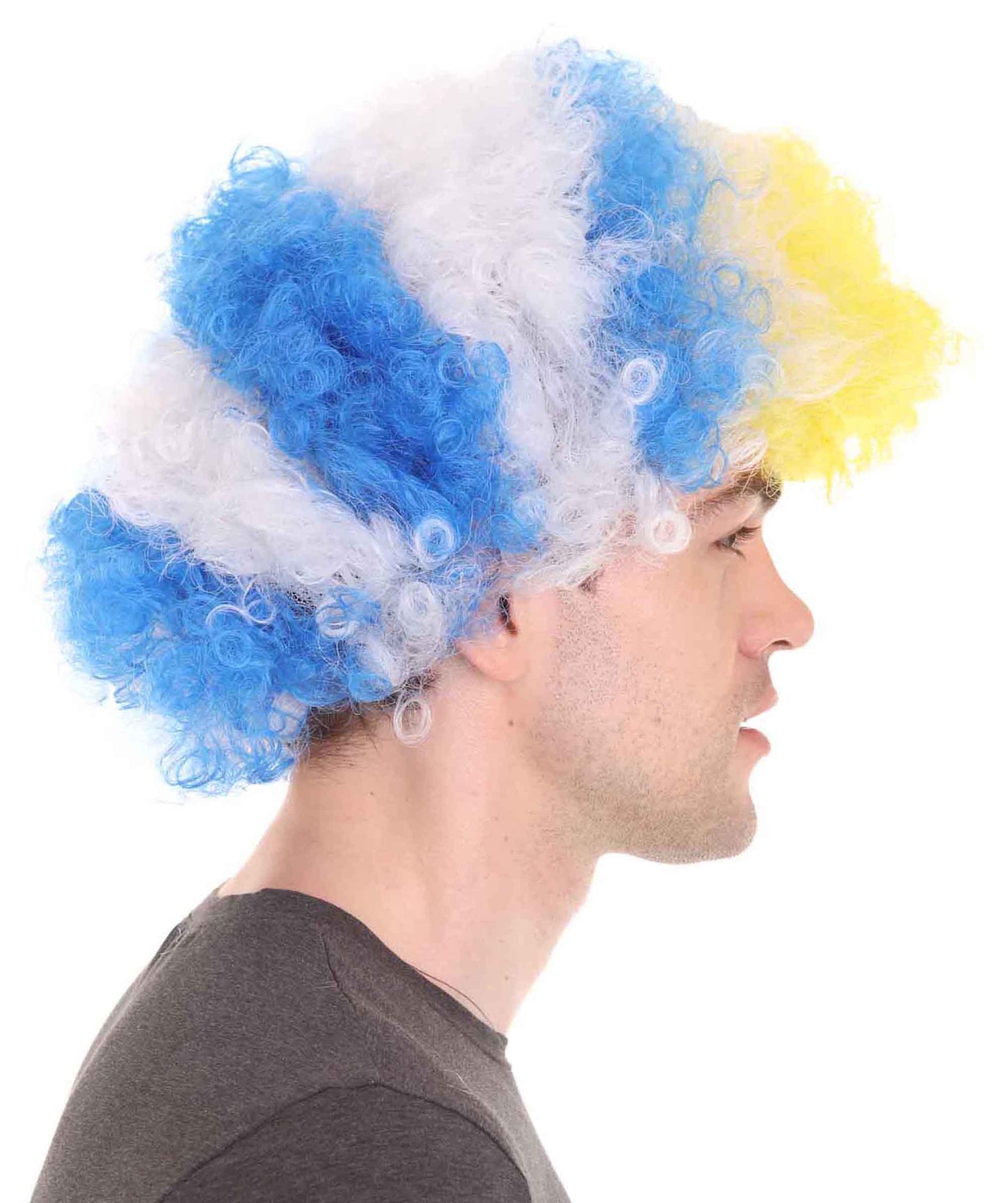 Uruguay Sport Afro Fun Wig | Jumbo Blue White Wig