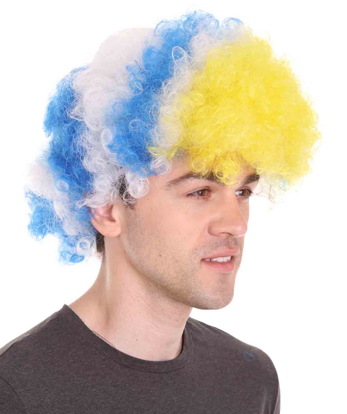 Uruguay Sport Afro Fun Wig | Jumbo Blue White Wig