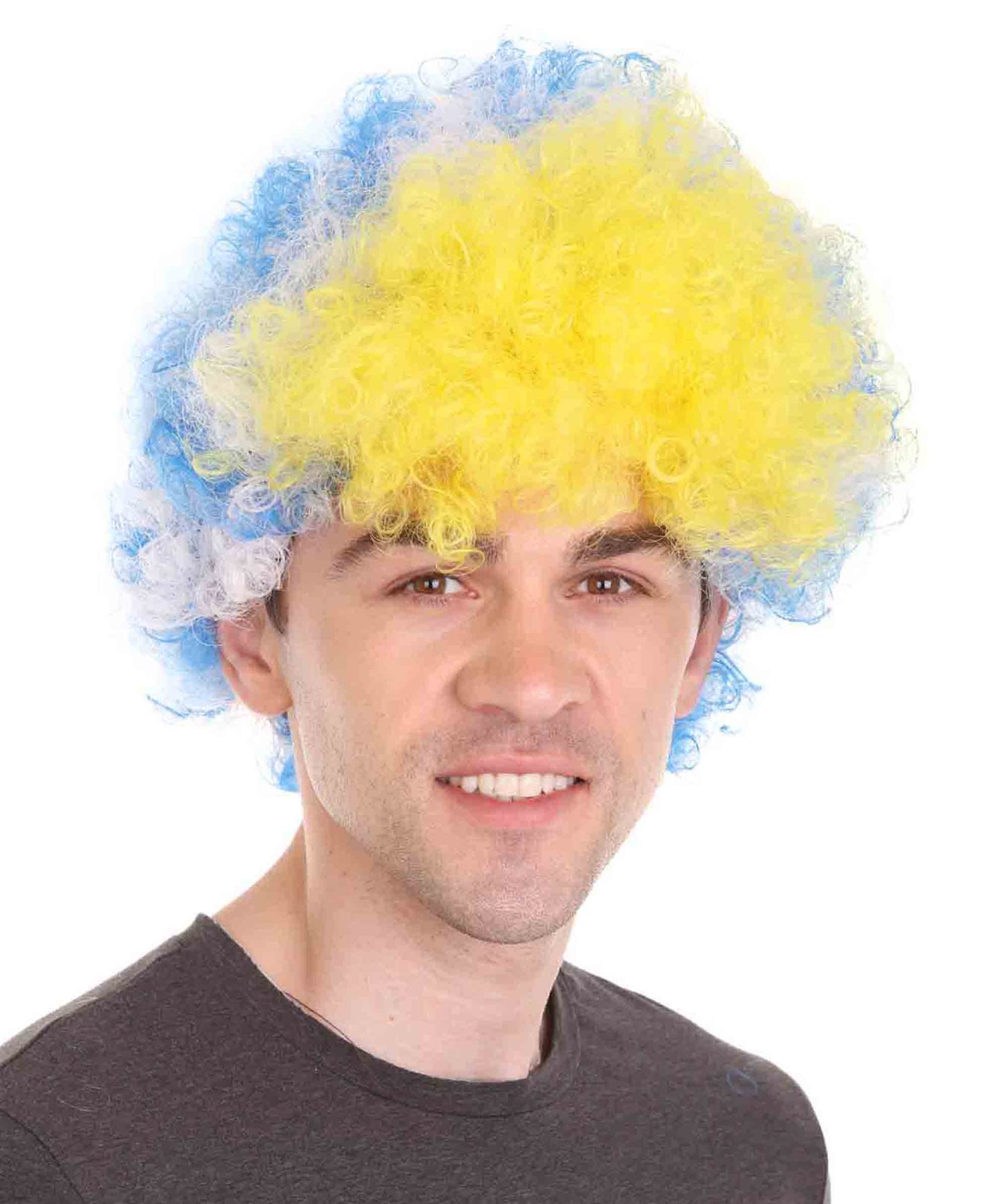 Uruguay Sport Afro Fun Wig | Jumbo Blue White Wig