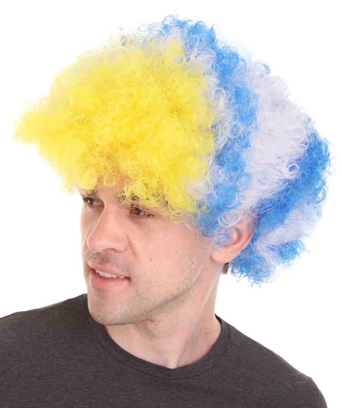 Uruguay Sport Afro Fun Wig | Jumbo Blue White Wig