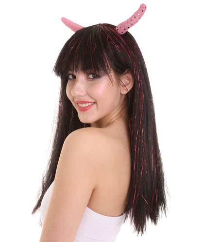 Long Red Tinsel Devil Rave Wig