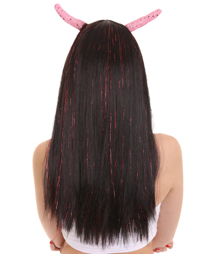 Long Red Tinsel Devil Rave Wig